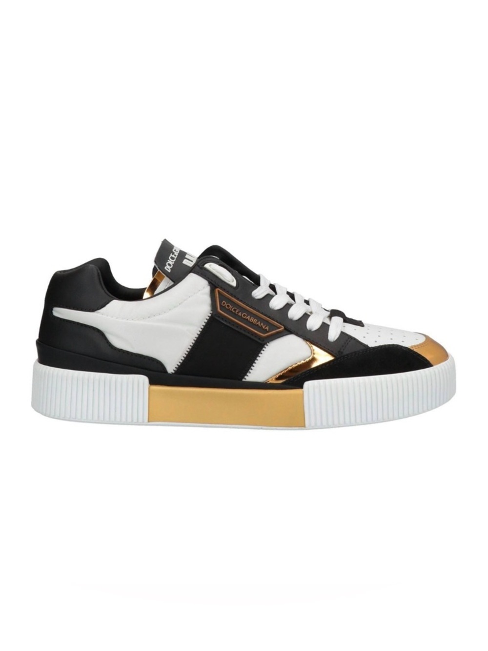 Dolce & Gabbana Black, White & Gold Low-Top Sneaker